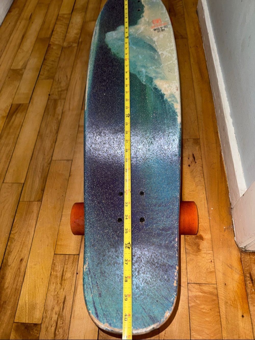 Globe Longboard with Blue Wave Deck and Orange Wheels - Picture 8 of 8